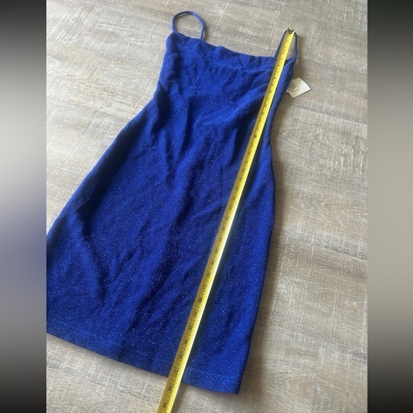 Vintage Y2K City Triangles Blue Glitter Midi Dress M Whimsigoth Fairy USA NWT - Picture 13 of 14